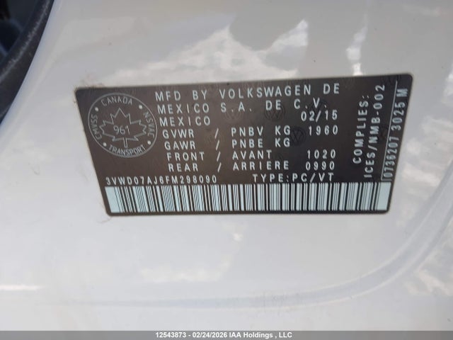 3VWD07AJ6FM298090 Volkswagen JETTA SE