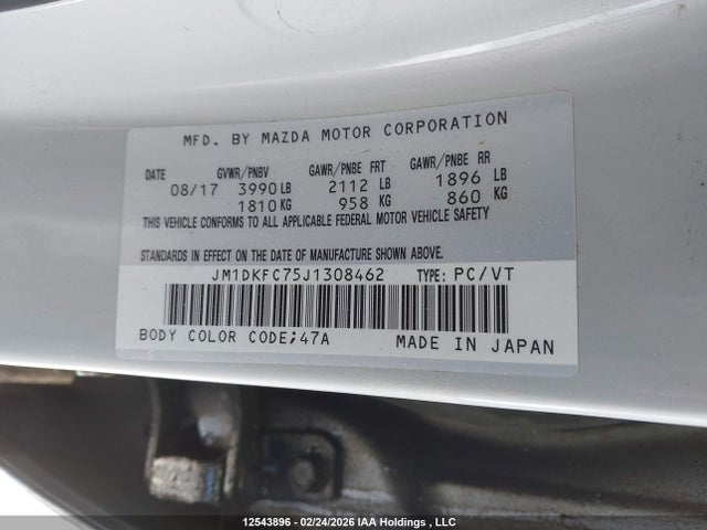 Продажа на аукционе авто 2018 Mazda Cx-3, vin: JM1DKFC75J1308462, номер лота: 12543896
