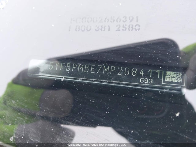 2021 Toyota Corolla მანქანა იყიდება აუქციონზე, vin: 5YFBPMBE7MP208411, აუქციონის ნომერი: 12543902