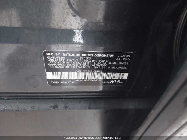JA4J4UA88SZ626537 Mitsubishi Outlander Es
