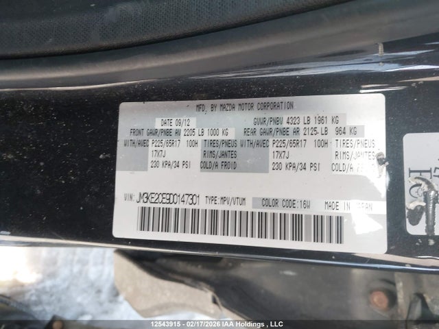 Aukcja sprzedaży 2013 Mazda Cx-5 Touring, vin: JM3KE2CE9D0147301, numer aukcji: 12543915