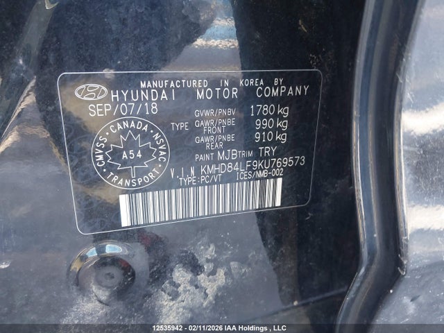 KMHD84LF9KU769573 Hyundai Elantra Preferred