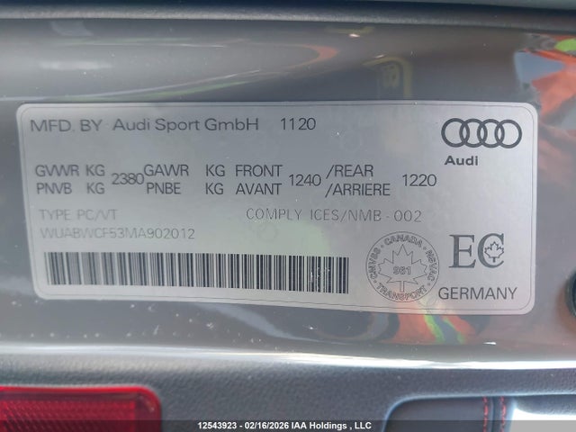 WUABWCF53MA902012 Audi RS5