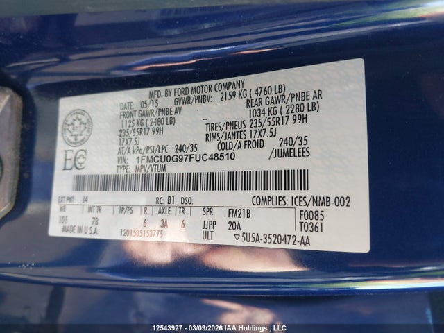 1FMCU0G97FUC48510 Ford ESCAPE SE