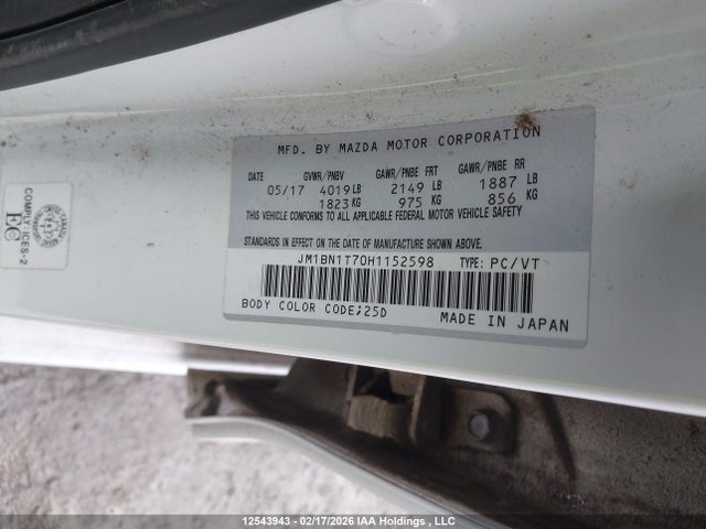 JM1BN1T70H1152598 Mazda Mazda3 Se