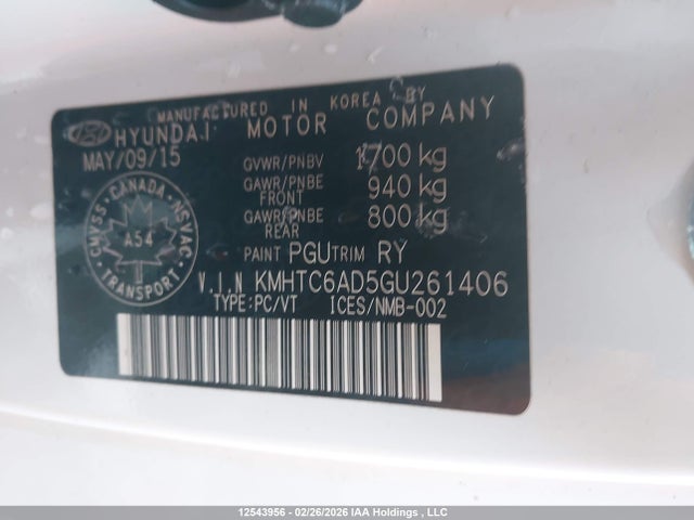 Aukcja sprzedaży 2016 Hyundai Veloster, vin: KMHTC6AD5GU261406, numer aukcji: 12543956