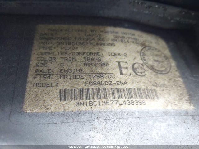 Aukcja sprzedaży 2007 Nissan Versa, vin: 3N1BC13E77L438396, numer aukcji: 12543965