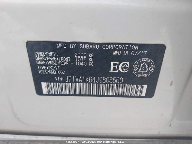 JF1VA1K64J9808560 Subaru Wrx Sport-tech