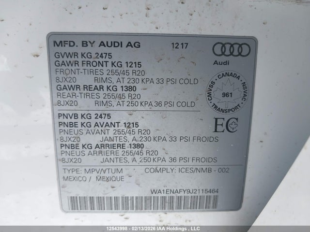 WA1ENAFY9J2115464 Audi Q5 2.0t Progressiv