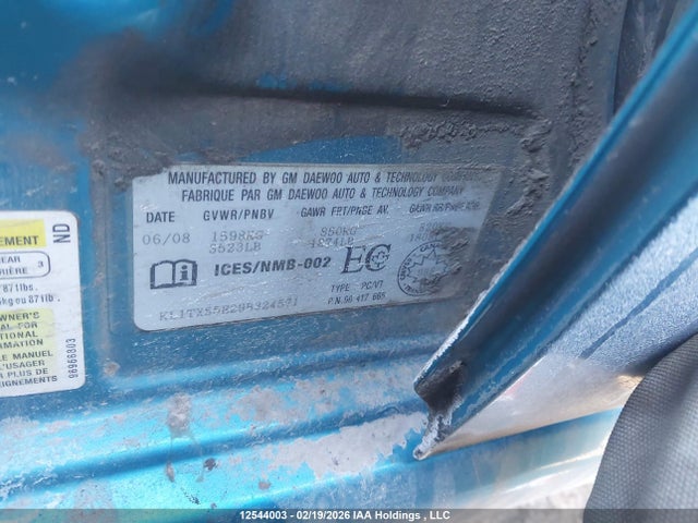2009 Chevrolet Aveo მანქანა იყიდება აუქციონზე, vin: KL1TX55E29B324571, აუქციონის ნომერი: 12544003