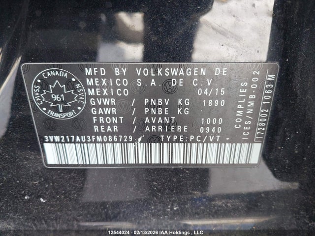 3VW217AU3FM086729 Volkswagen Golf