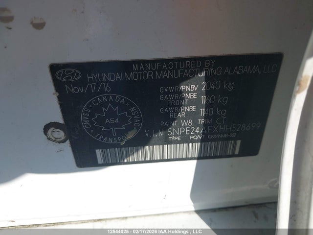 5NPE24AFXHH528699 Hyundai SONATA GL