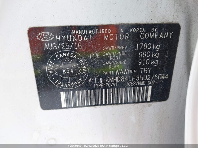 KMHD84LF3HU276044 Hyundai ELANTRA GL