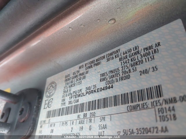 Продажа на аукционе авто 2024 Ford F150 Stx, vin: 1FTEW2LP0RKE04944, номер лота: 12544061