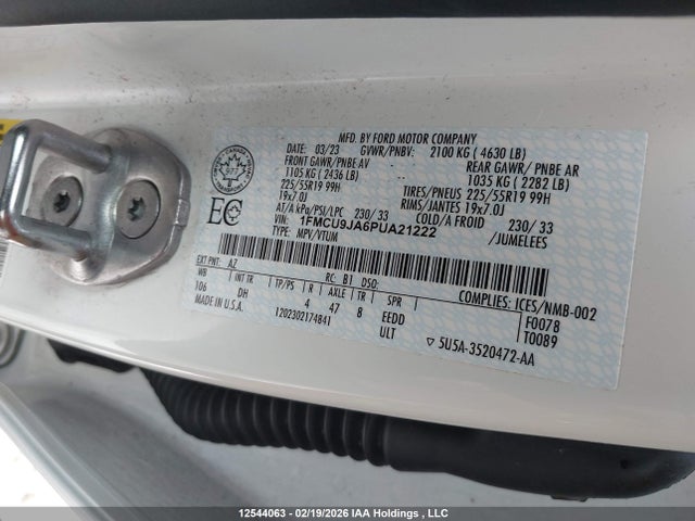 1FMCU9JA6PUA21222 Ford Escape Platinum