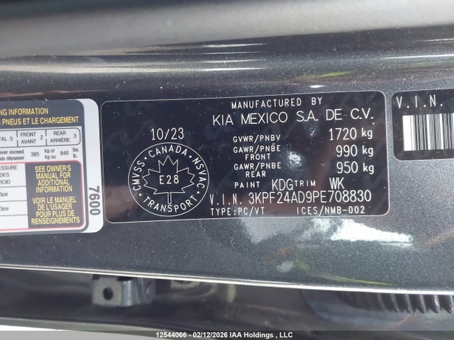 3KPF24AD9PE708830 KIA Forte Lx/lxs