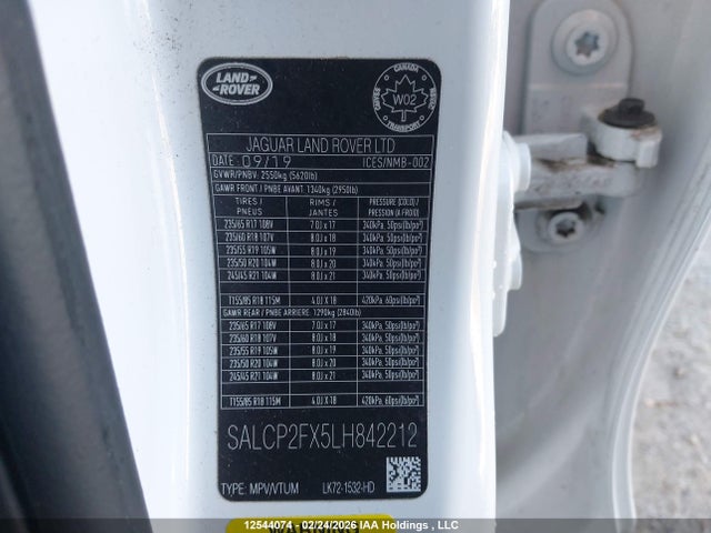 SALCP2FX5LH842212 Land Rover Discovery Sport Se