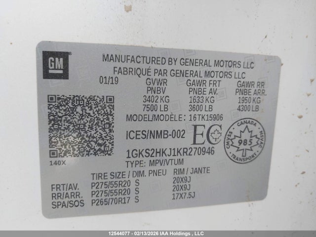 1GKS2HKJ1KR270946 GMC Yukon Xl Denali Denali