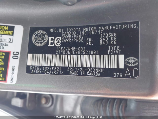 2T1BURHE9HC931891 Toyota Corolla L/le/xle/se/xse