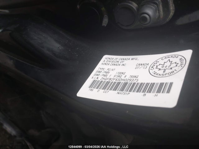 2013 Honda Civic Lx მანქანა იყიდება აუქციონზე, vin: 2HGFB2F43DH029375, აუქციონის ნომერი: 12544099
