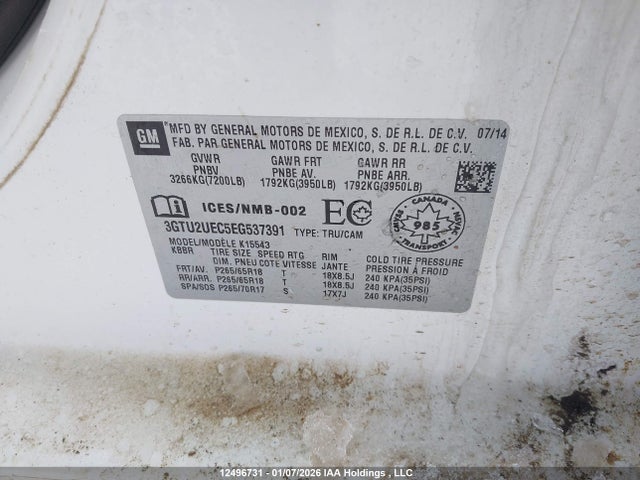 3GTU2UEC5EG537391 GMC Sierra 1500 Sle
