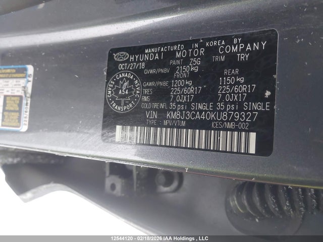 Продажа на аукционе авто 2019 Hyundai Tucson Preferred, vin: KM8J3CA40KU879327, номер лота: 12544120