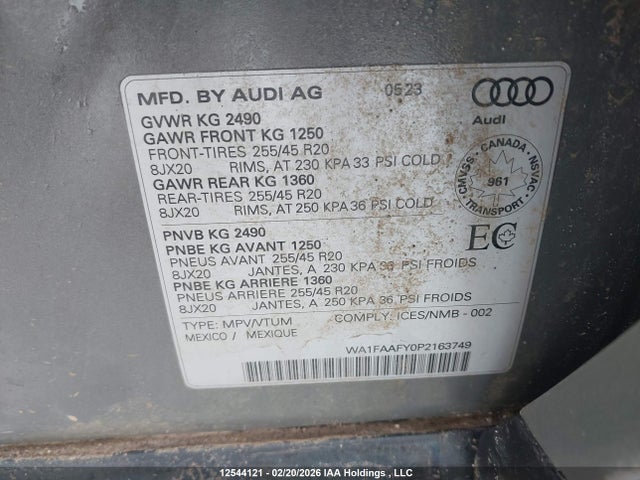WA1FAAFY0P2163749 Audi Q5