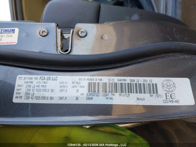 Продажа на аукционе авто 2016 Dodge Journey R/t, vin: 3C4PDDFG2GT183347, номер лота: 12544125