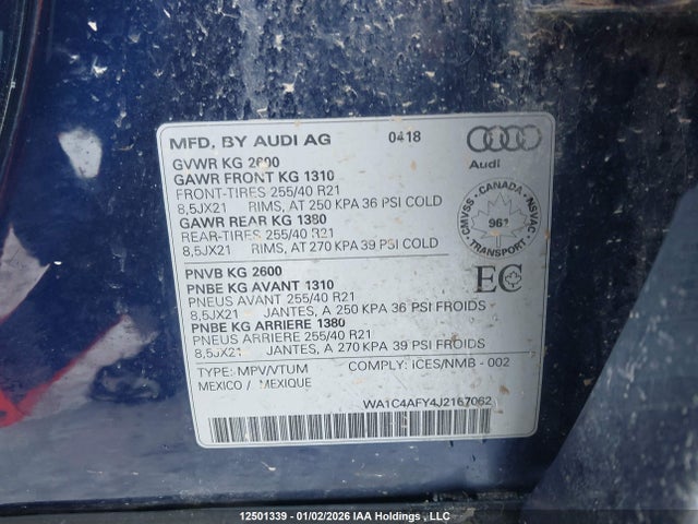 WA1C4AFY4J2167062 Audi Sq5 3.0t Technik