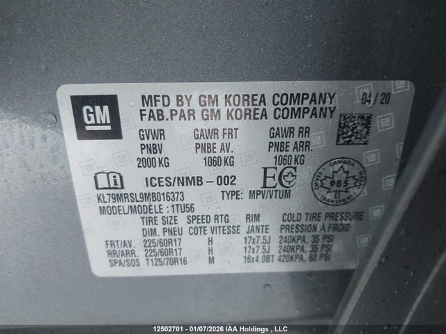 KL79MRSL9MB016373 Chevrolet Trailblazer Lt