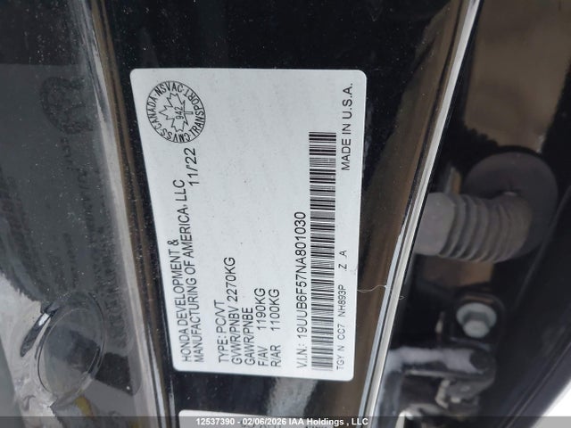 19UUB6F57NA801030 Acura Tlx A-spec