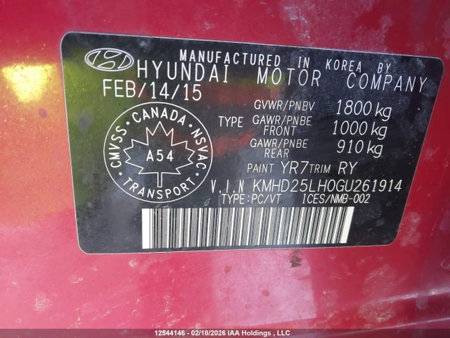 KMHD25LH0GU261914 Hyundai ELANTRA GT