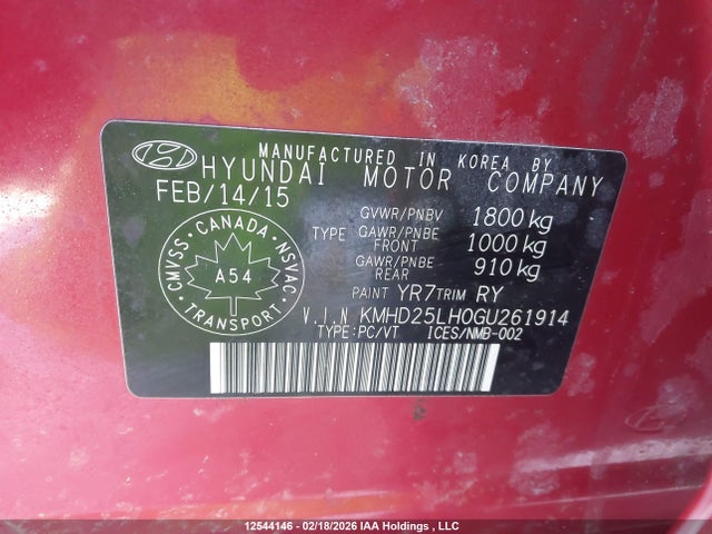 KMHD25LH0GU261914 Hyundai ELANTRA GT
