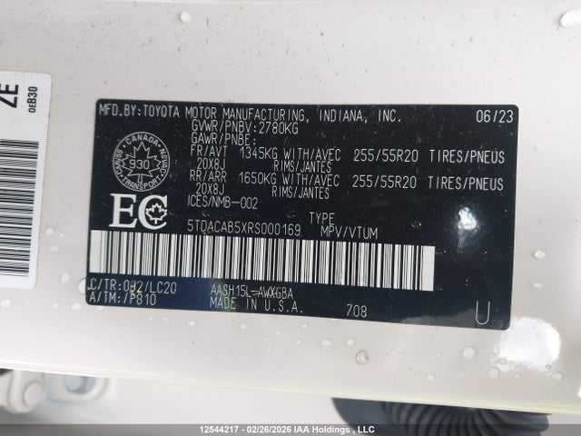 5TDACAB5XRS000169 Toyota Grand Highlander Hybrid Limited