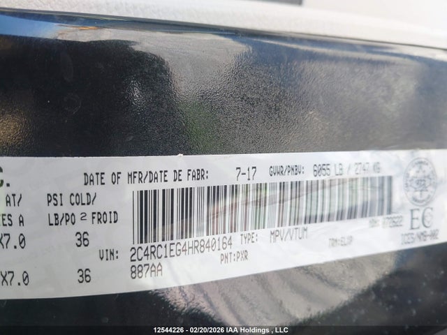 Продаж на аукціоні авто 2017 Chrysler Pacifica Touring-l Plus, vin: 2C4RC1EG4HR840164, номер лоту: 12544226