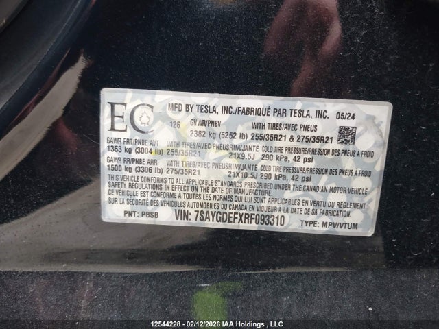 7SAYGDEFXRF093310 Tesla Model Y