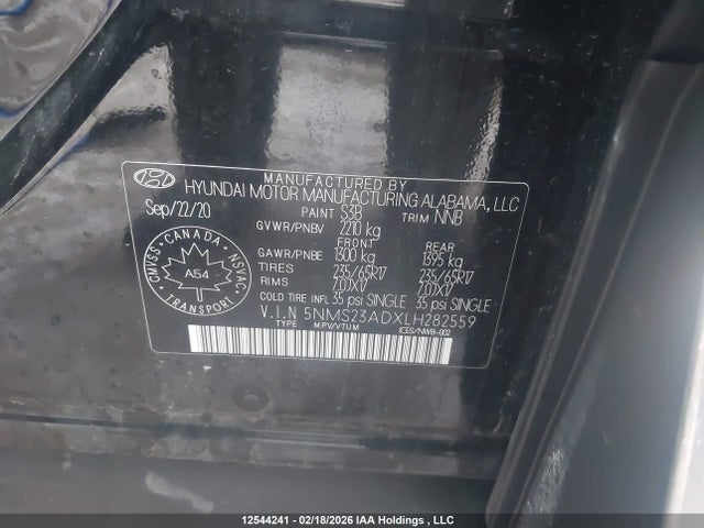 5NMS23ADXLH282559 Hyundai Santa Fe Essential Fwd With Smartsense Package
