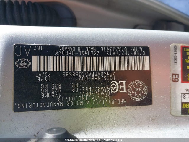 Продажа на аукционе авто 2013 Toyota Corolla Matrix, vin: 2T1KU4EE6DC058585, номер лота: 12544254