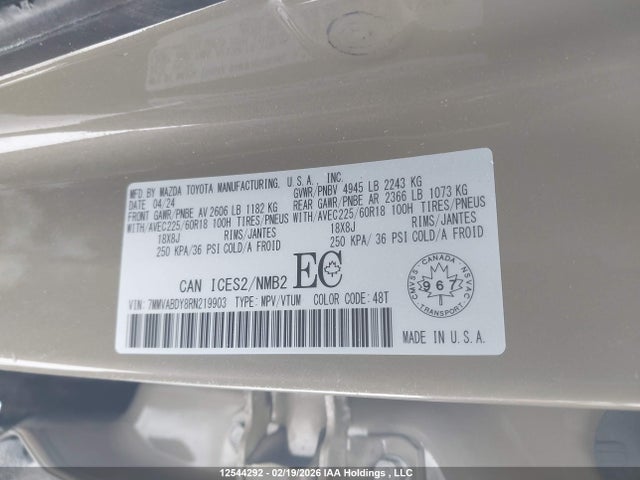 Aukcja sprzedaży 2024 Mazda Cx-50, vin: 7MMVABDY8RN219903, numer aukcji: 12544292