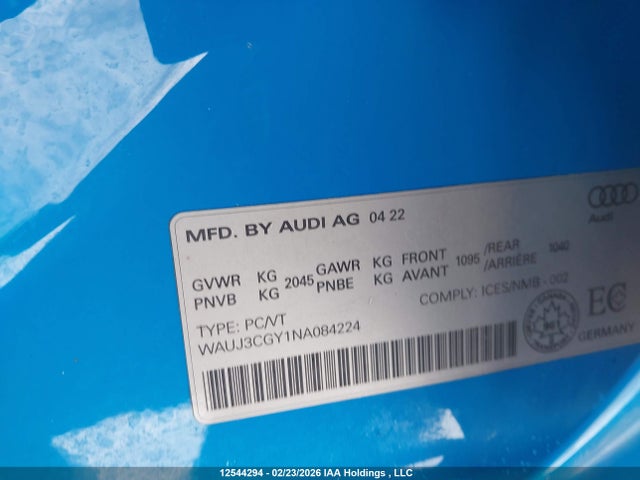 WAUJ3CGY1NA084224 Audi S3 2.0t Technik