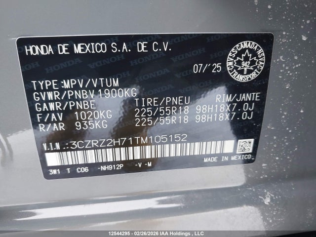 3CZRZ2H71TM105152 Honda HR-V