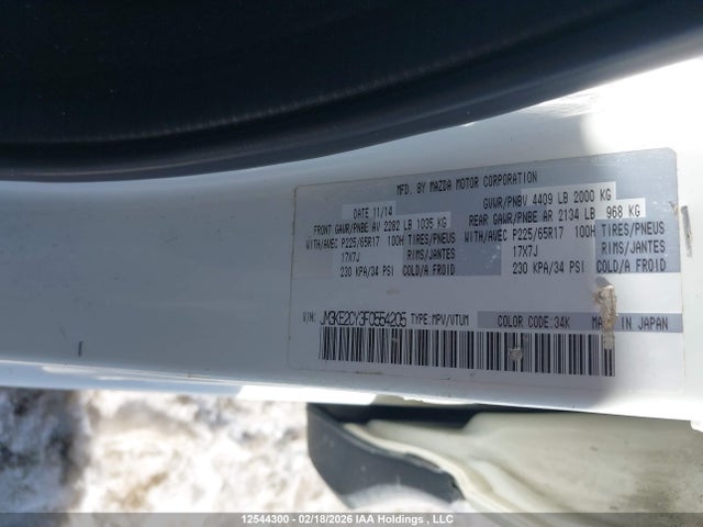 2015 Mazda Cx-5 მანქანა იყიდება აუქციონზე, vin: JM3KE2CY3F0554205, აუქციონის ნომერი: 12544300