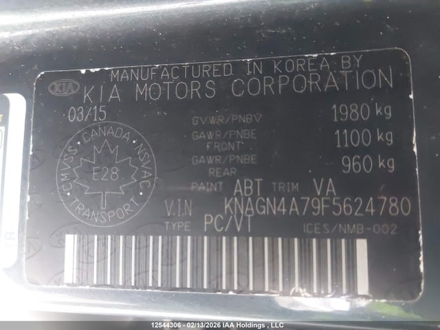KNAGN4A79F5624780 KIA Optima Ex/ex Luxury