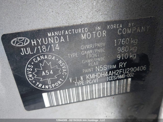 KMHDH4AH2FU290406 Hyundai Elantra Se/sport/limited