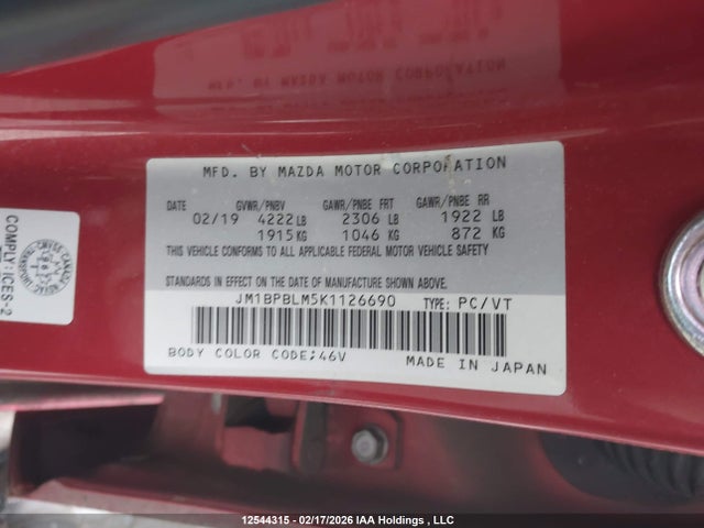 Mazda Mazda3 Gs 2019 JM1BPBLM5K1126690 Image 9