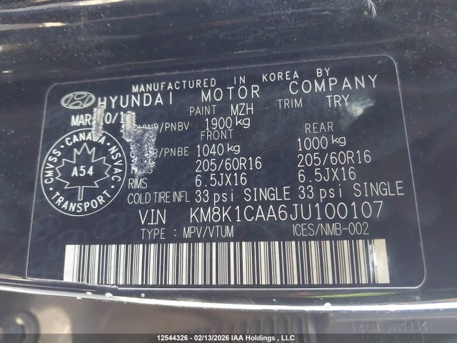 KM8K1CAA6JU100107 Hyundai Kona 2.0l Essential