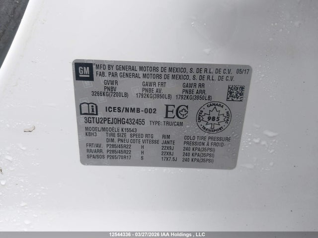 Aukcja sprzedaży 2017 Gmc Sierra K1500 Denali, vin: 3GTU2PEJ0HG432455, numer aukcji: 12544336