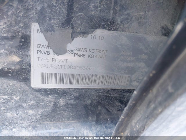 12544337 :رقم المزاد ، WAUFGCFL0BA065661 vin ، 2011 Audi S4 مزاد بيع