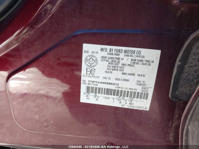 2FMPK4J99KBB82212 Ford EDGE SEL