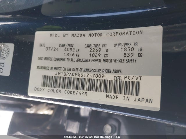 JM1BPAKMXS1757009 Mazda 3 Select Sport